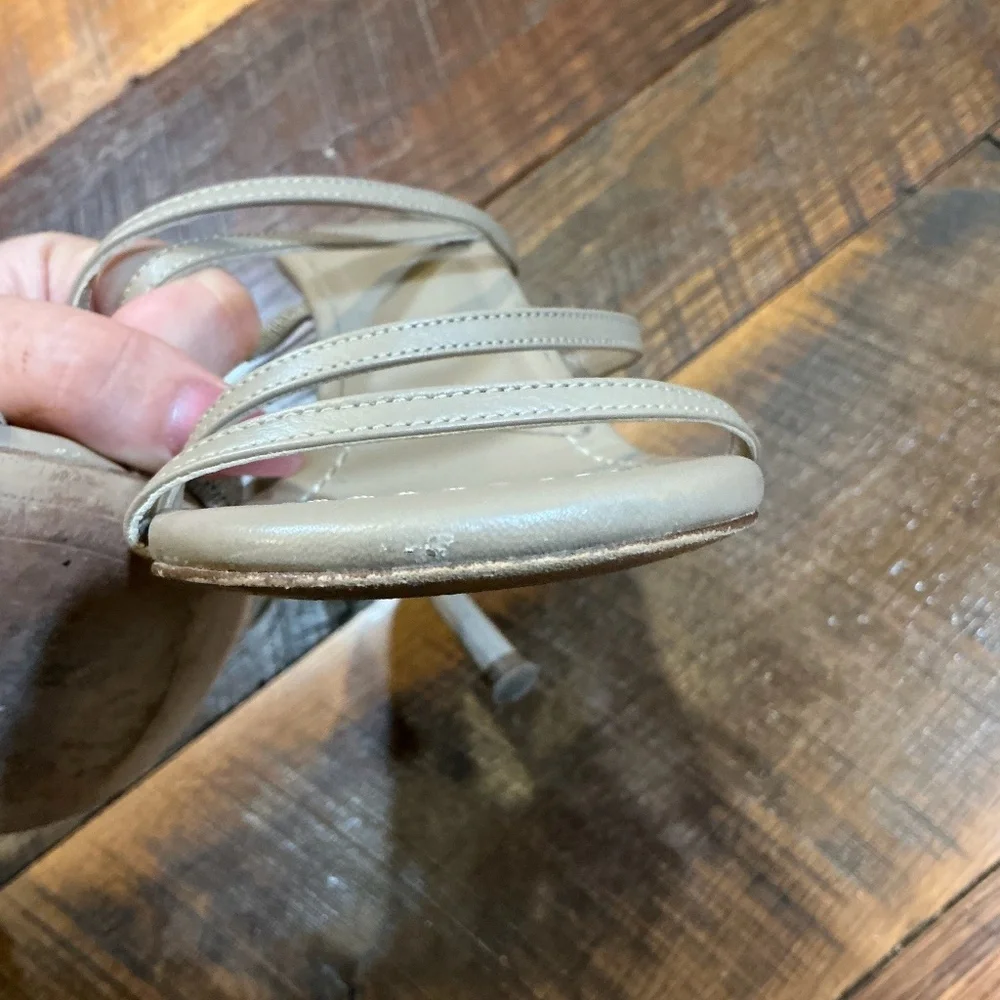 Massimo Dutti Beige Leather Strappy Heeled Sandals Women’s 39 (US 8.5)